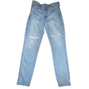 AGOLDE Riley High-Rise Straight Jeans Light Wash Distressed  Sz 28